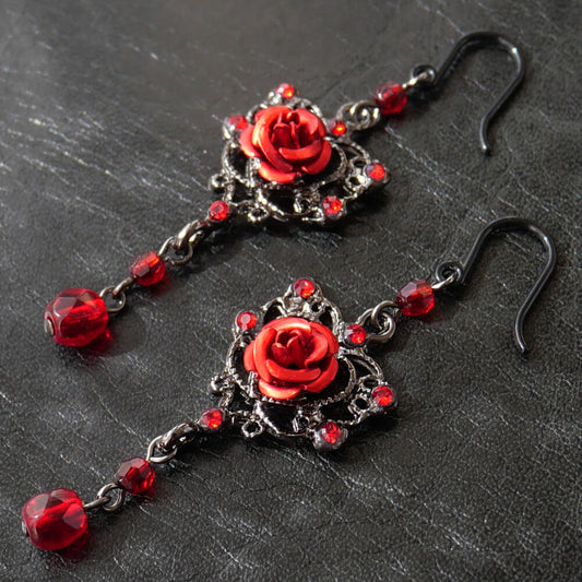 樹脂ポスト ゴスロリ 薔薇 ゴスハート ピアス ブランド