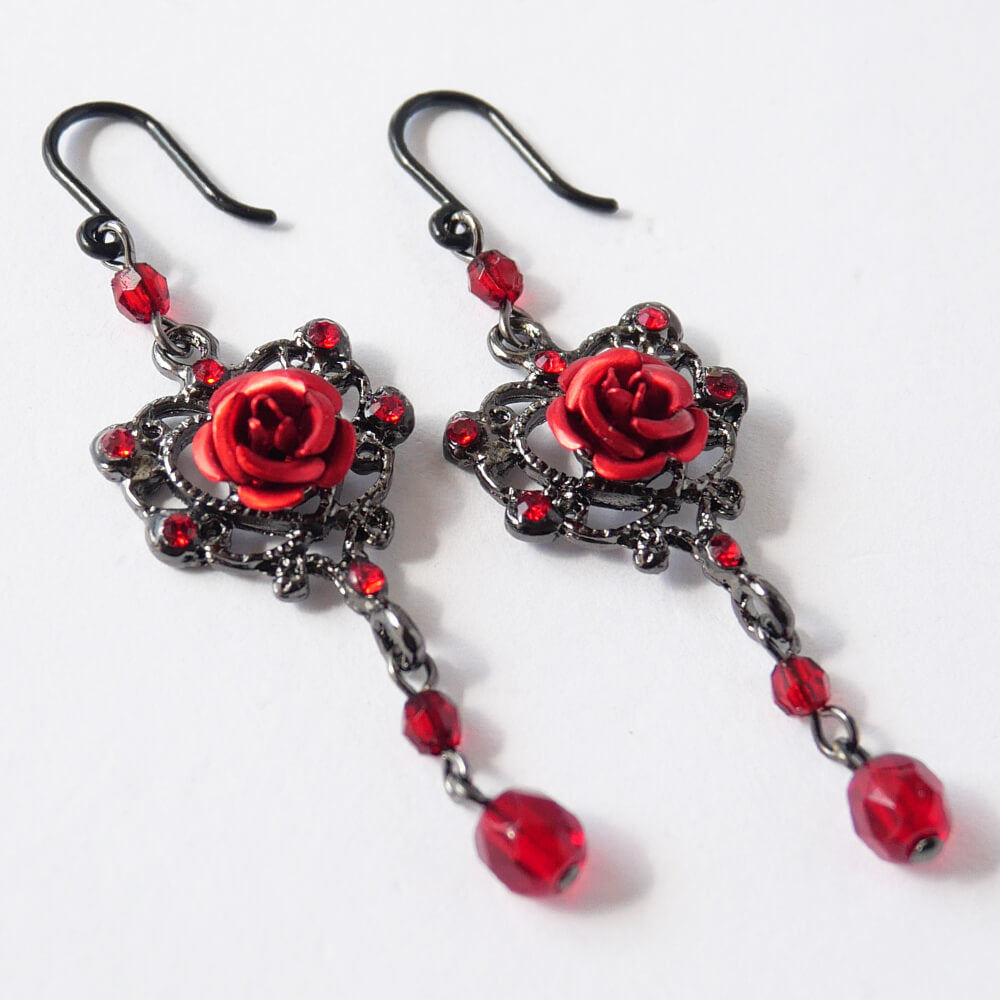 樹脂ポスト ゴスロリ 薔薇 ゴスハート ピアス ブランド