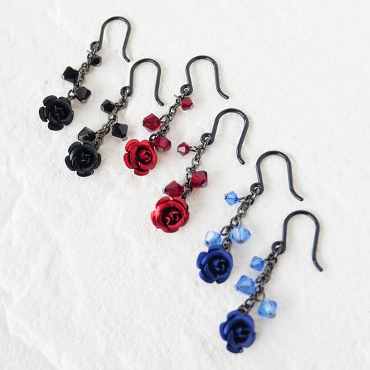 【ノンアレルギー】ガンメタ 薔薇 mini ローズ ピアス