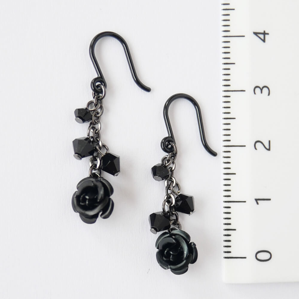 [Hypoallergenic] Gunmetal Mini Rose Stud Earrings