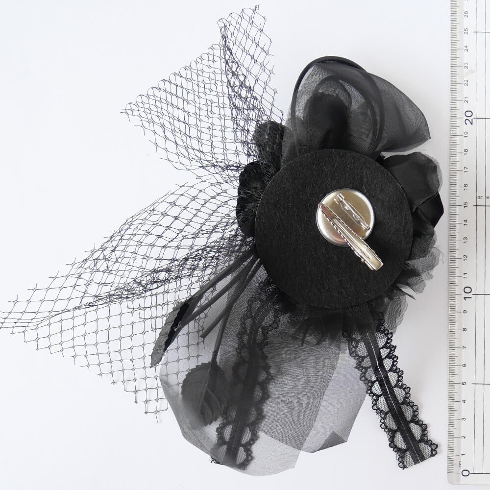 黒薔薇 ブラック ブーケ リーフ ネット コサージュ ヘッド アクセサリー
