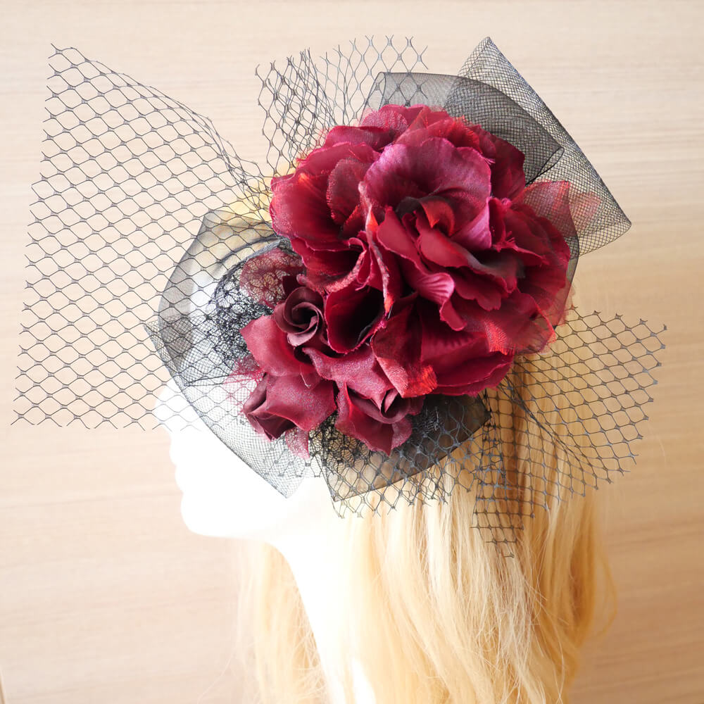 コサージュ ワイン レッド フラワー ブーケ ヘッドアクセサリー