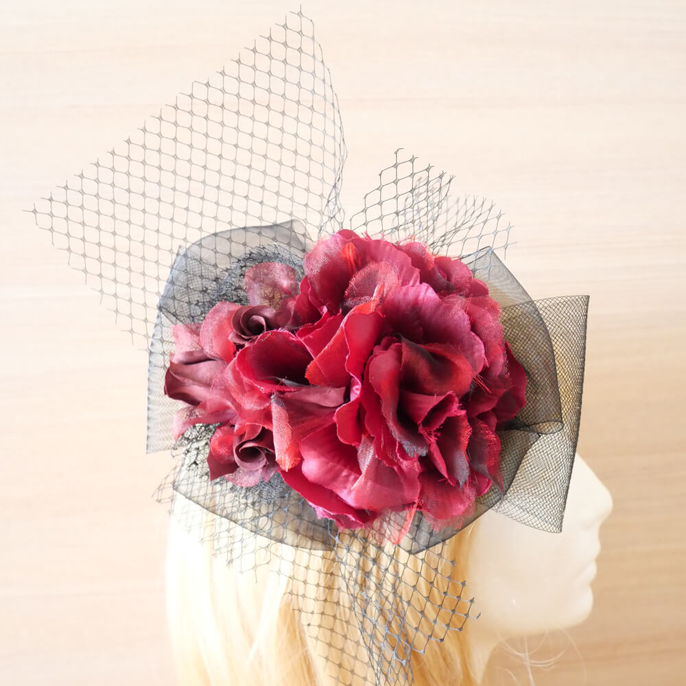 コサージュ ワイン レッド フラワー ブーケ ヘッドアクセサリー