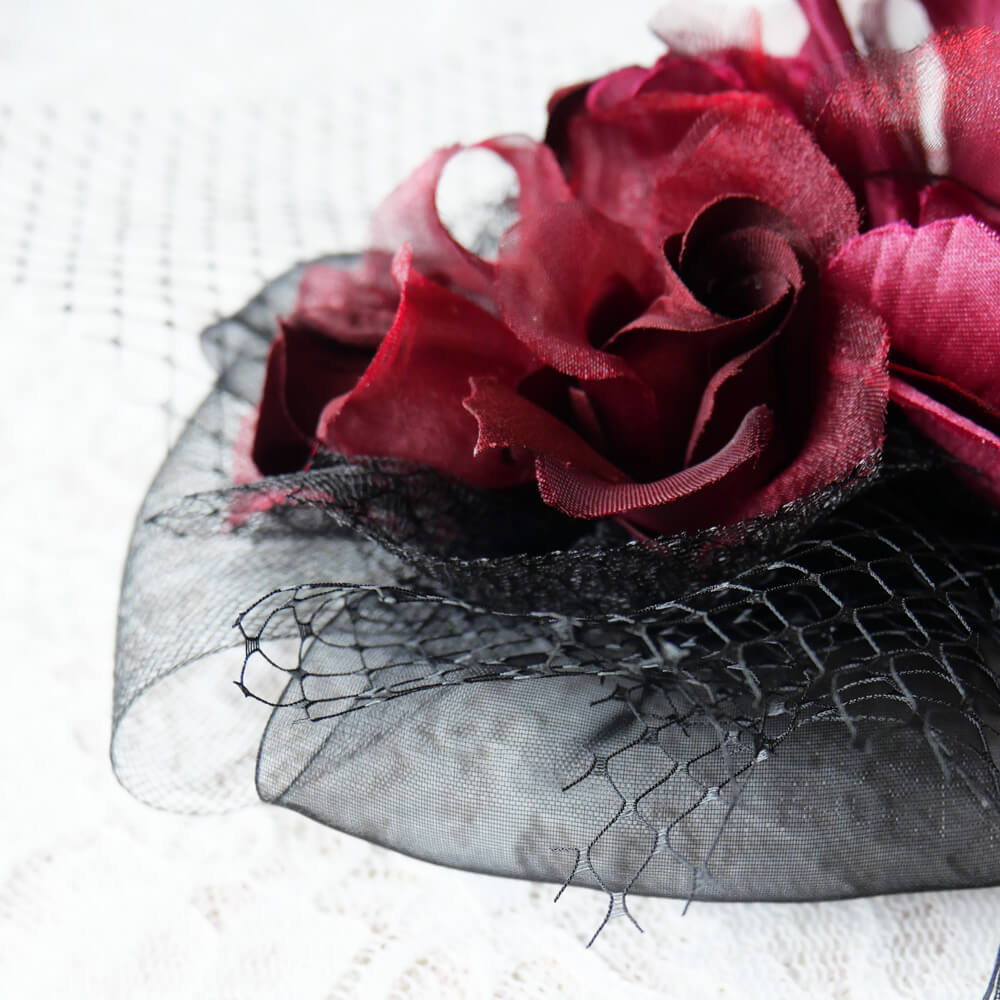 コサージュ ワイン レッド フラワー ブーケ ヘッドアクセサリー