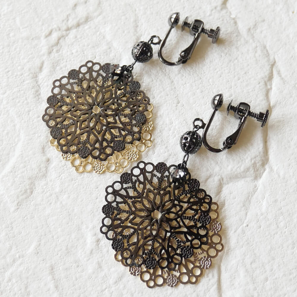 ゴシック調 アラベスク イヤリング