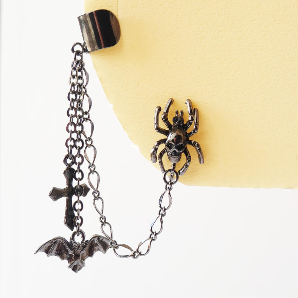 イヤリング イヤーカフ スパイダー コウモリ 蜘蛛の巣 Halloween