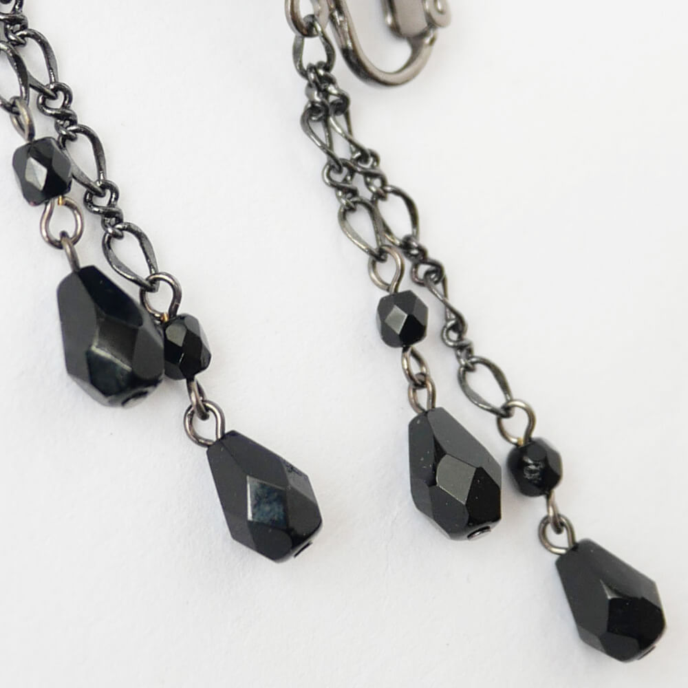 黒薔薇 ブラックストーン ガンメタ イヤリング