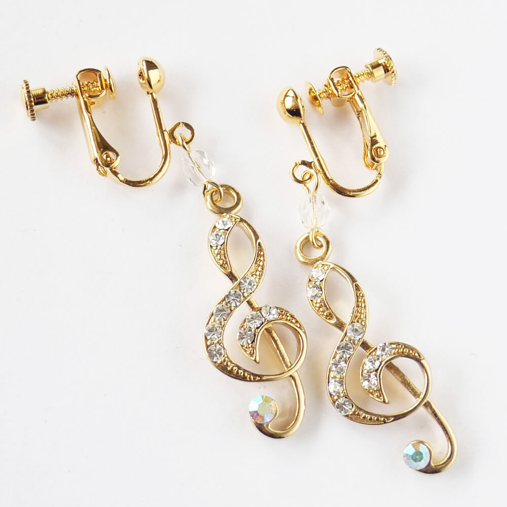 イヤリング ト音記号 音符 ロリィタ 甘ロリ ゴールド メロディ