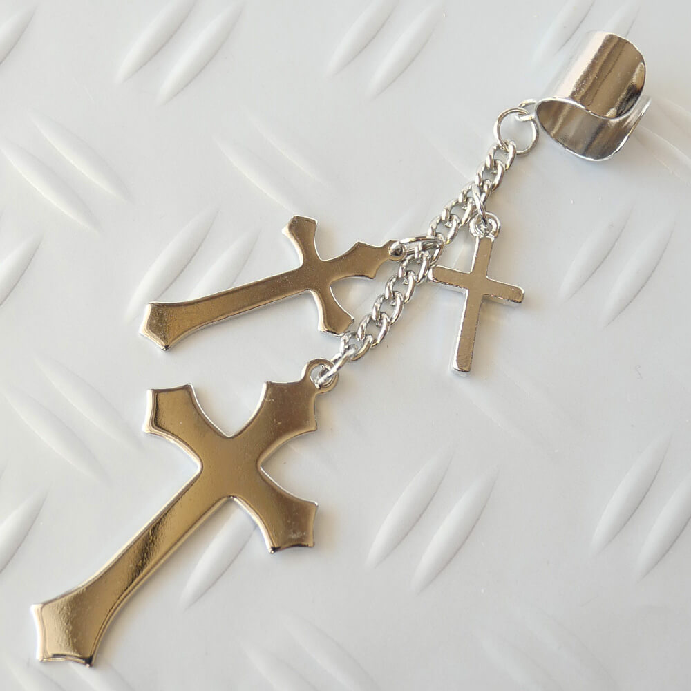 イヤーカフ クロス シルバーカラー 十字架 ゴスロリ