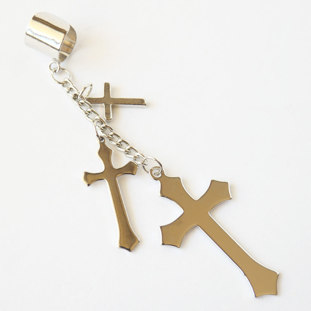 イヤーカフ クロス シルバーカラー 十字架 ゴスロリ