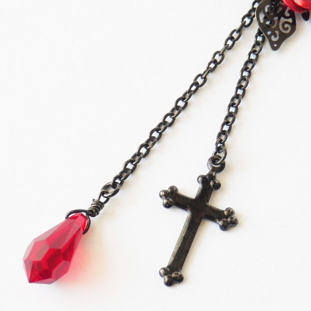 イヤーカフ 蝶 バタフライ ステンド レッド ローズ ゴスロリ