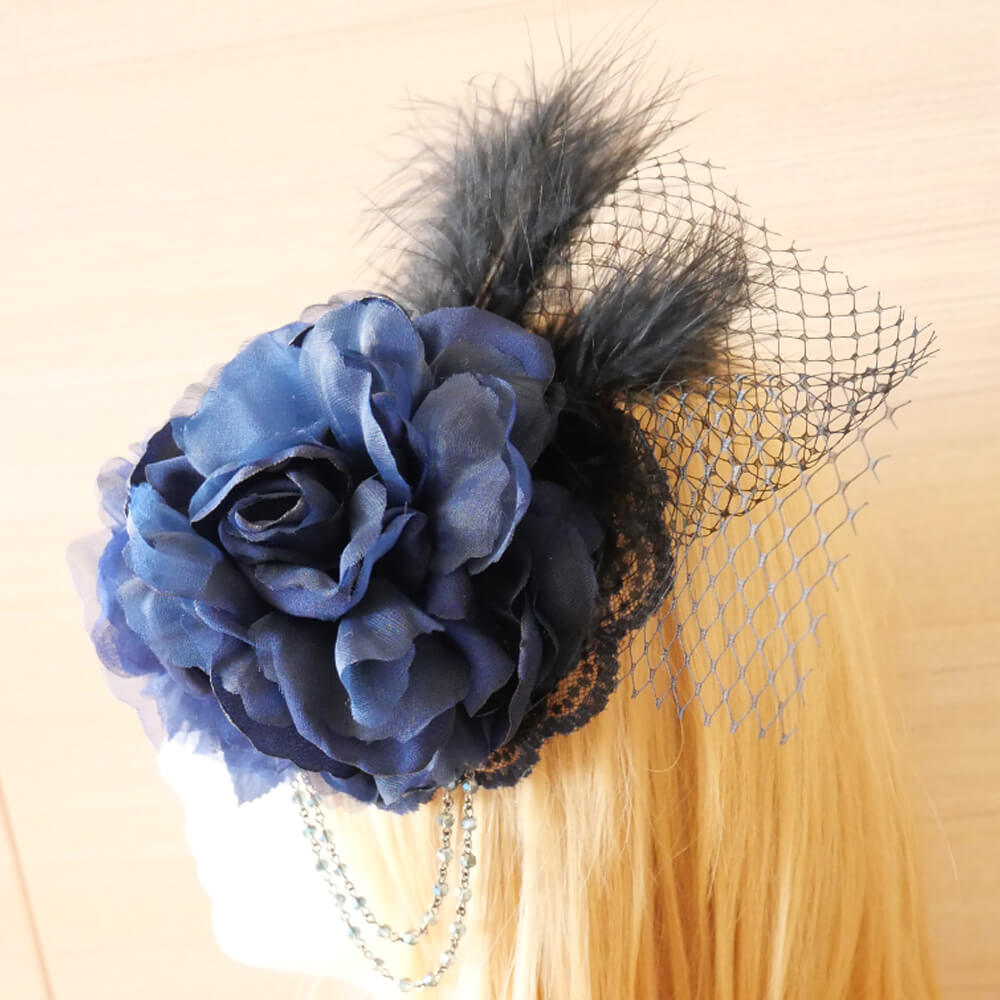 Blue Rose Headdress Gothic Rose Hair Accessory Jirai-kei Gothic Lolita Lolita