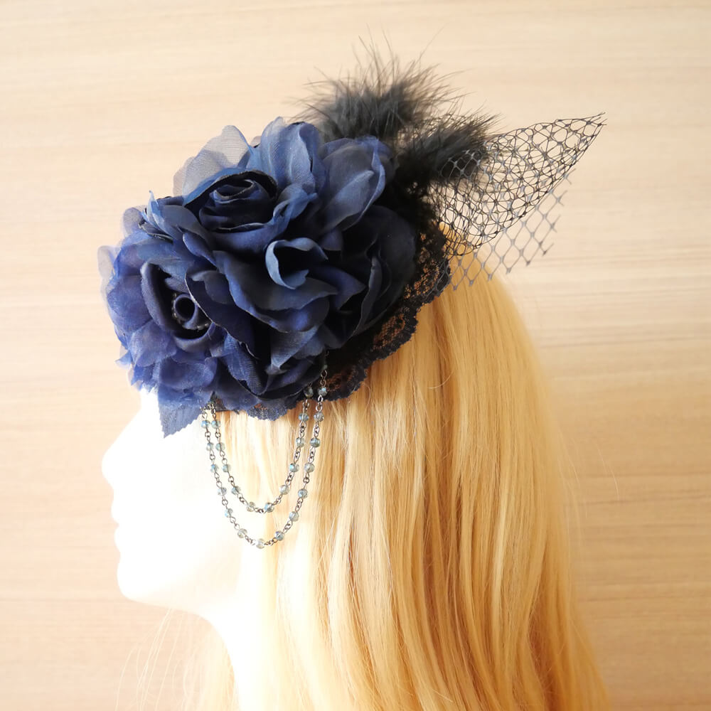 Blue Rose Headdress Gothic Rose Hair Accessory Jirai-kei Gothic Lolita Lolita