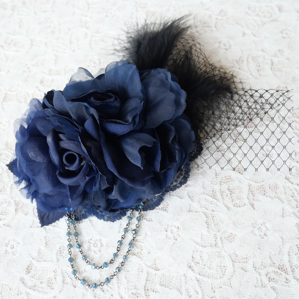 Blue Rose Headdress Gothic Rose Hair Accessory Jirai-kei Gothic Lolita Lolita