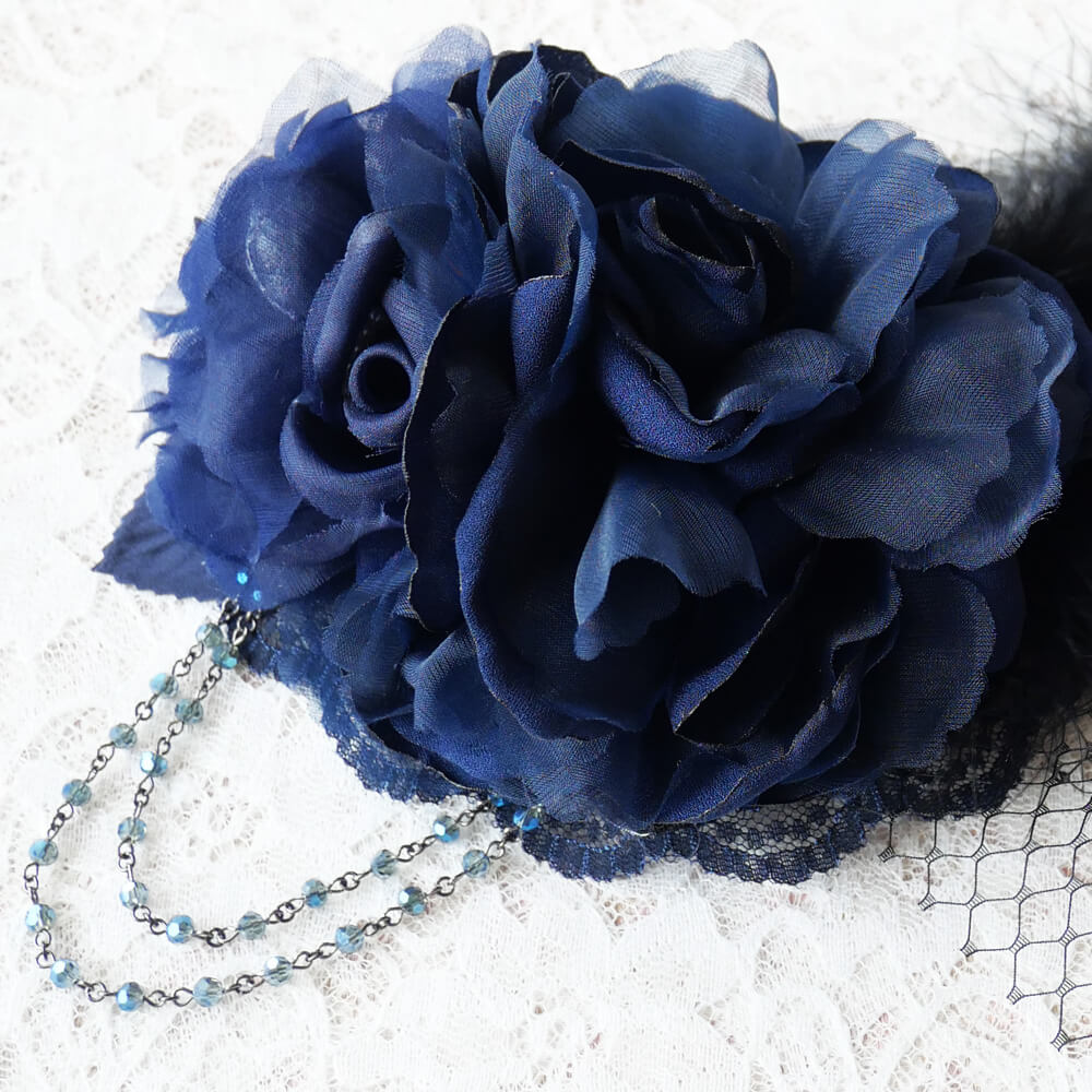 Blue Rose Headdress Gothic Rose Hair Accessory Jirai-kei Gothic Lolita Lolita