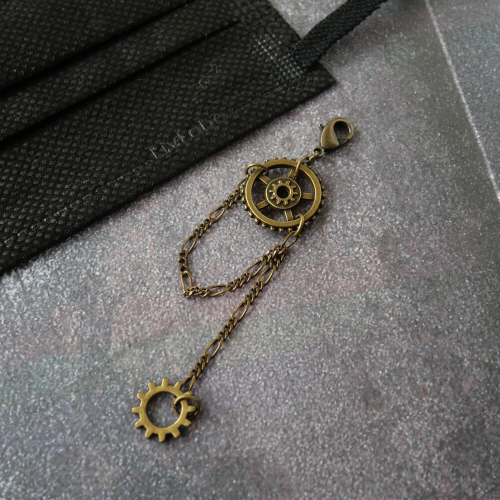 【steampunk】マスクチャーム スチームパンク 歯車 ロング チェーン レディース ギア