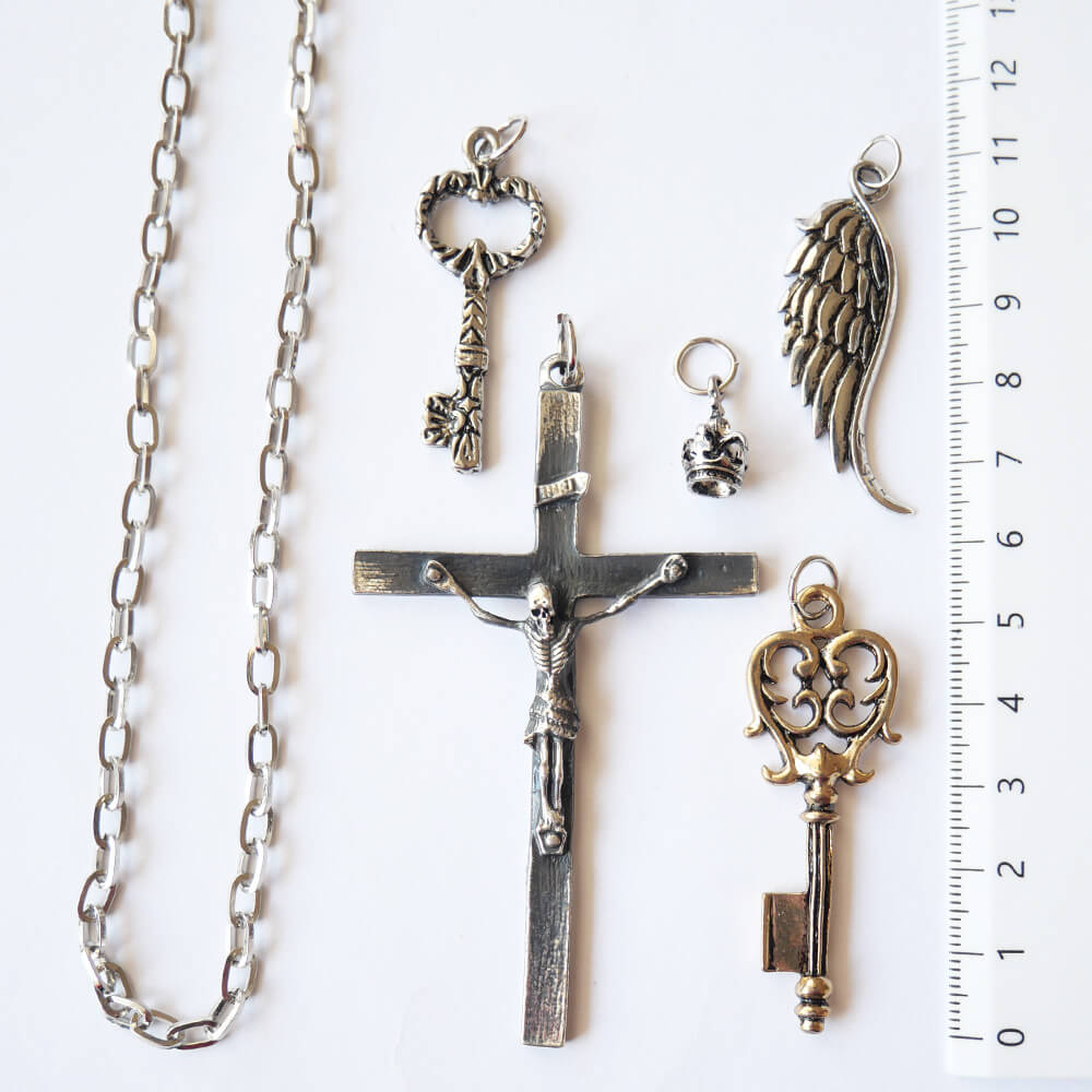 【ゴスロリ オカルト】髑髏 十字架 鍵 チャーム ペンダント