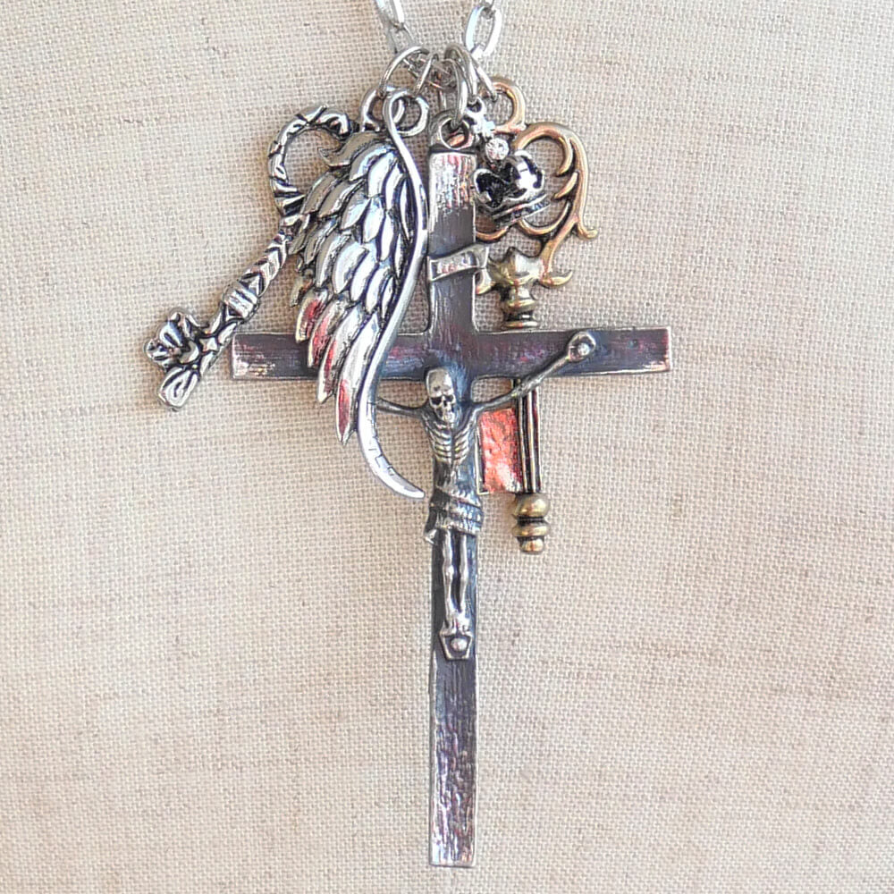 【ゴスロリ オカルト】髑髏 十字架 鍵 チャーム ペンダント