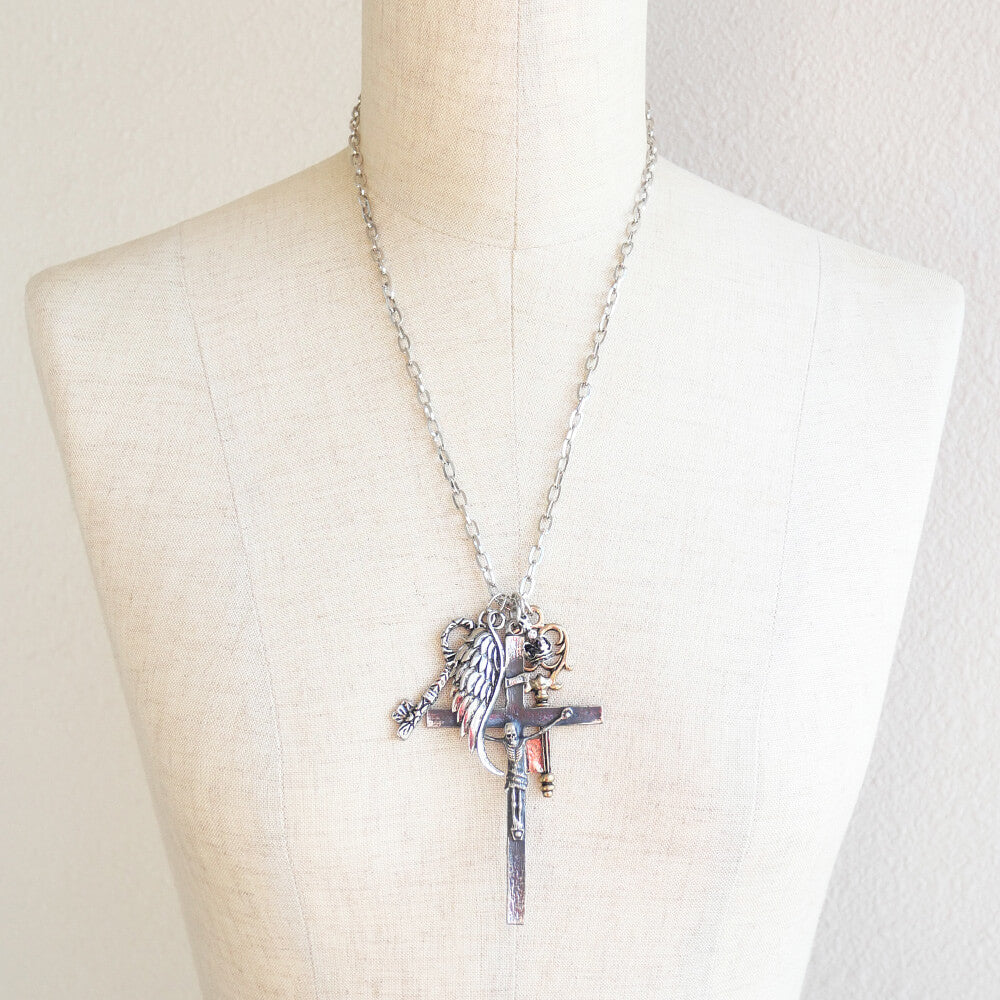 【ゴスロリ オカルト】髑髏 十字架 鍵 チャーム ペンダント