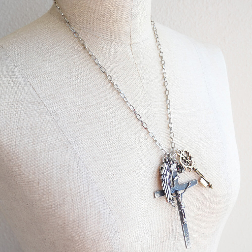 【ゴスロリ オカルト】髑髏 十字架 鍵 チャーム ペンダント