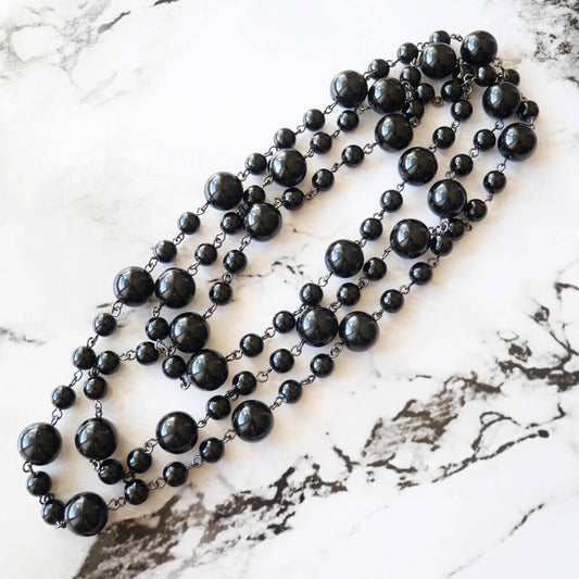ネックレス ロング ブラック 黒 玉 130センチ ゴスロリ