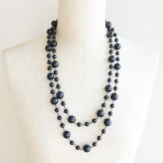 ネックレス ロング ブラック 黒 玉 130センチ ゴスロリ