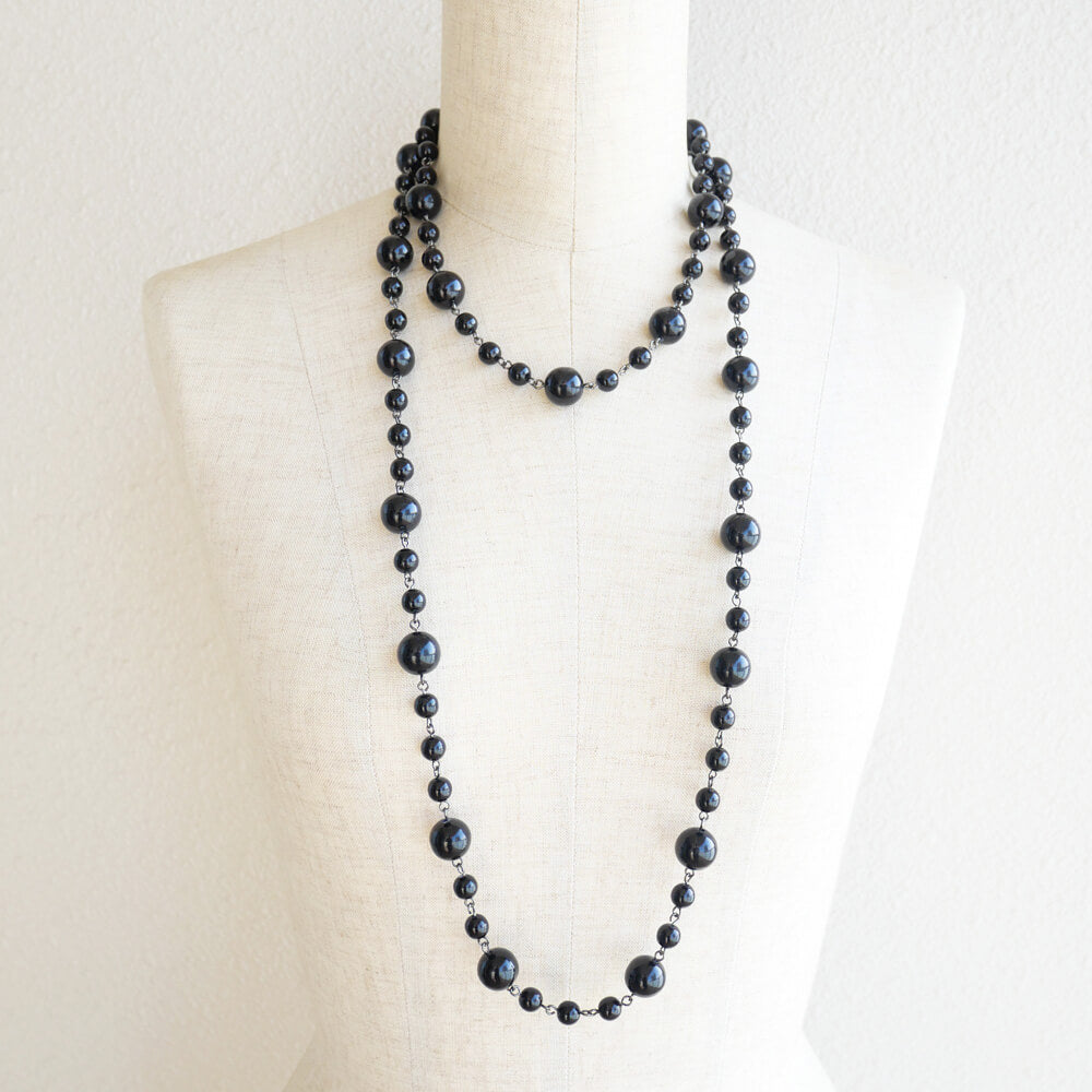 ネックレス ロング ブラック 黒 玉 130センチ ゴスロリ