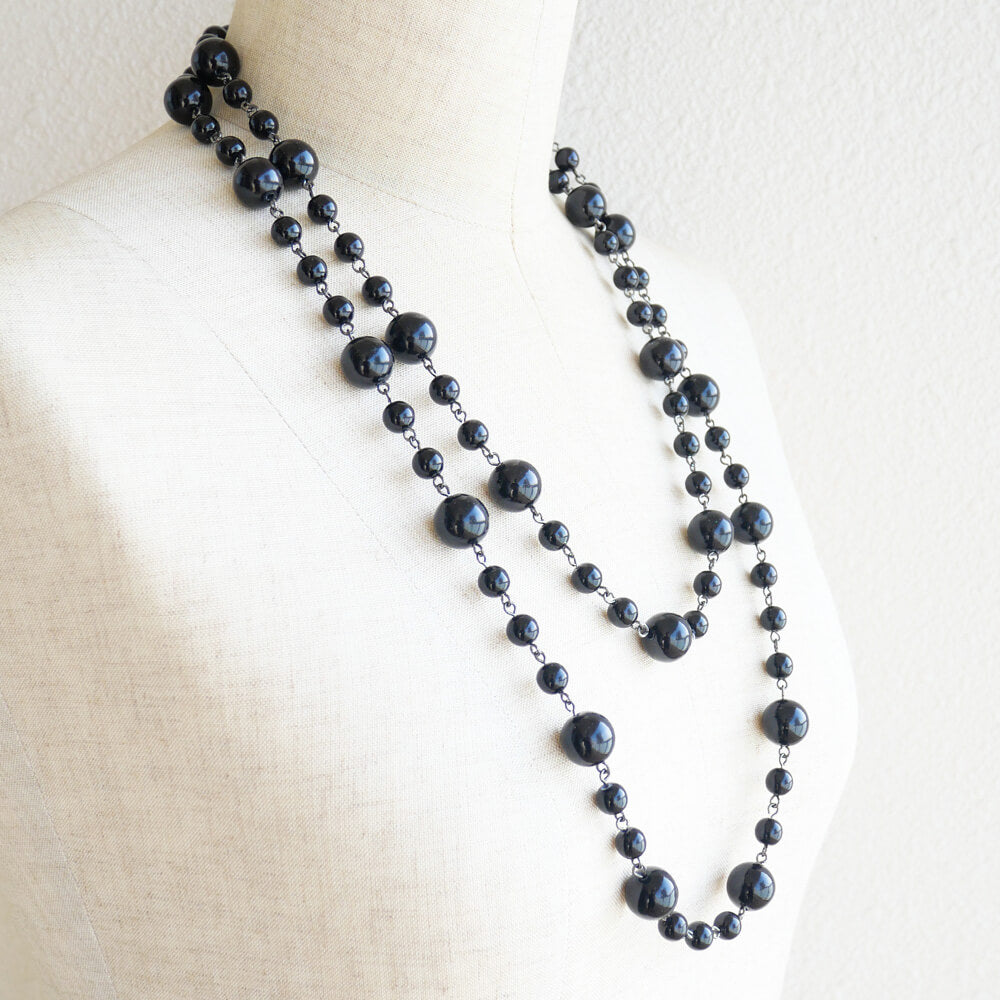 ネックレス ロング ブラック 黒 玉 130センチ ゴスロリ