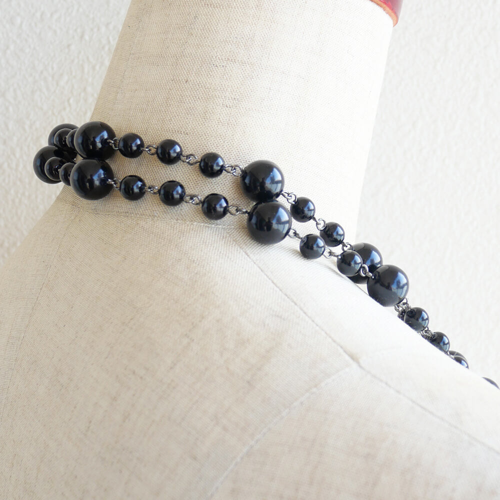 ネックレス ロング ブラック 黒 玉 130センチ ゴスロリ