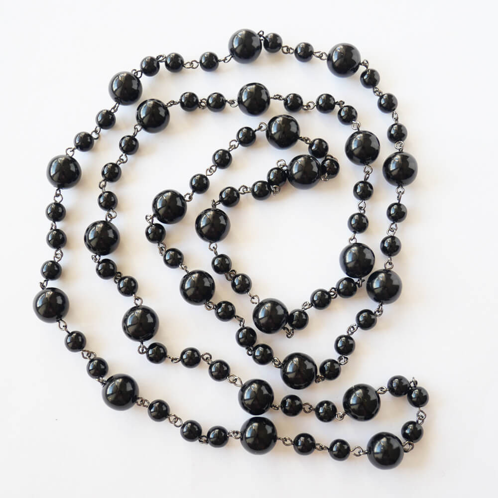 ネックレス ロング ブラック 黒 玉 130センチ ゴスロリ