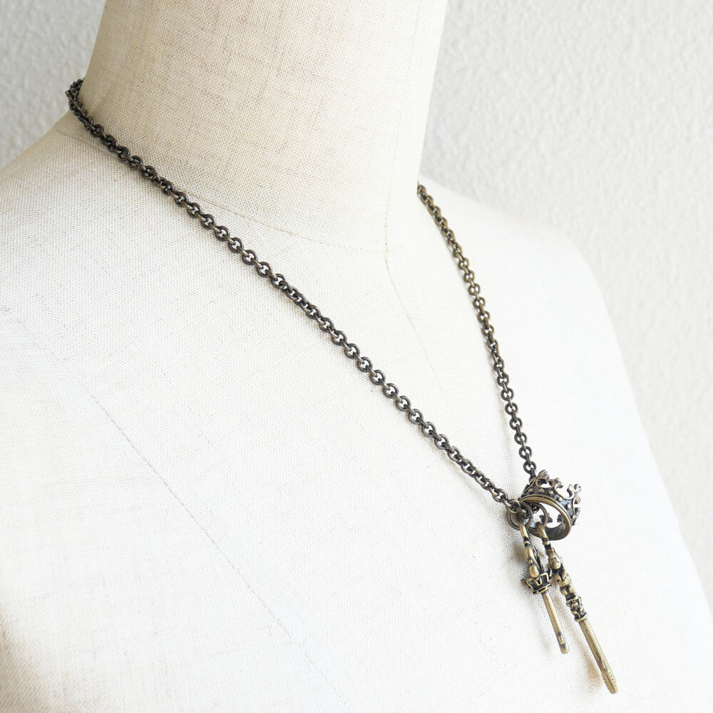 鍵 王冠 チャーム ネックレス