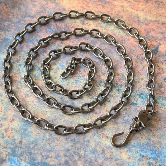 フック ドクロ ガンメタ ロング チェーン ゴスロリ スカル 髑髏 鎖