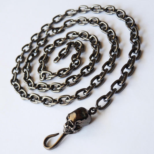フック ドクロ ガンメタ ロング チェーン ゴスロリ スカル 髑髏 鎖
