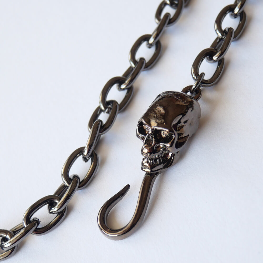フック ドクロ ガンメタ ロング チェーン ゴスロリ スカル 髑髏 鎖