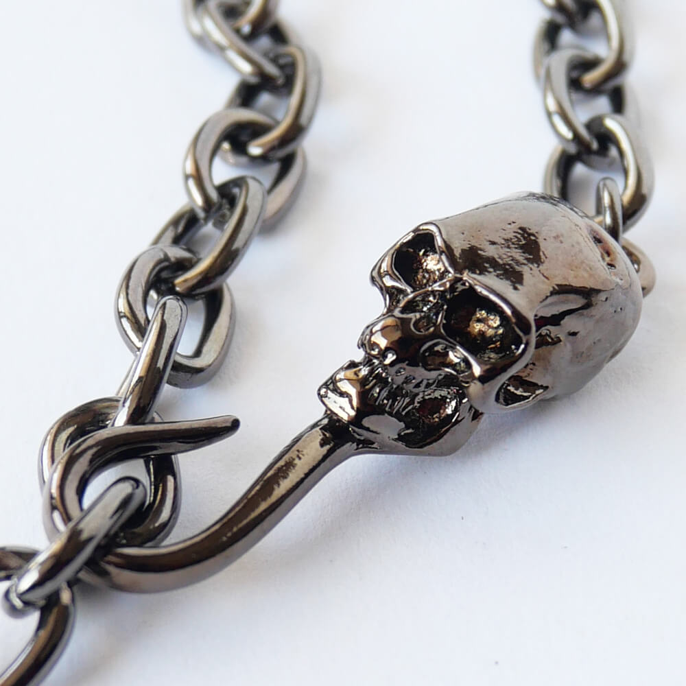 フック ドクロ ガンメタ ロング チェーン ゴスロリ スカル 髑髏 鎖