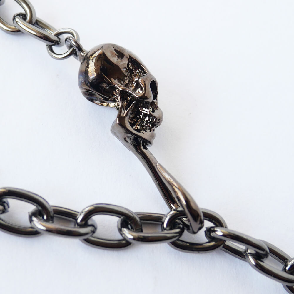 フック ドクロ ガンメタ ロング チェーン ゴスロリ スカル 髑髏 鎖