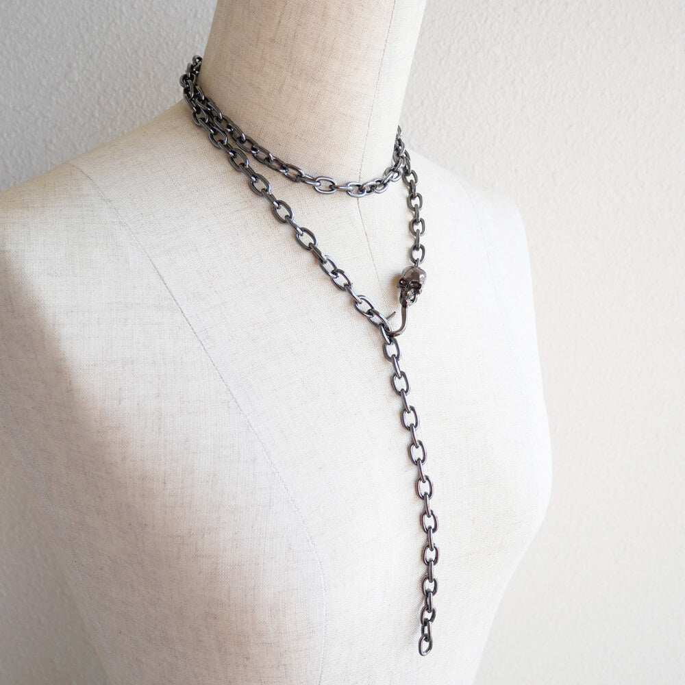 フック ドクロ ガンメタ ロング チェーン ゴスロリ スカル 髑髏 鎖