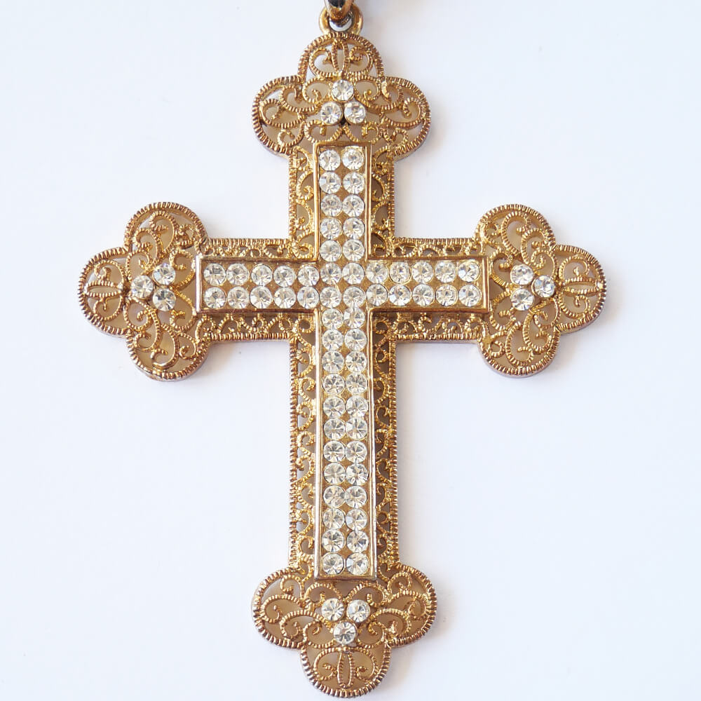 A large cross with a crystal