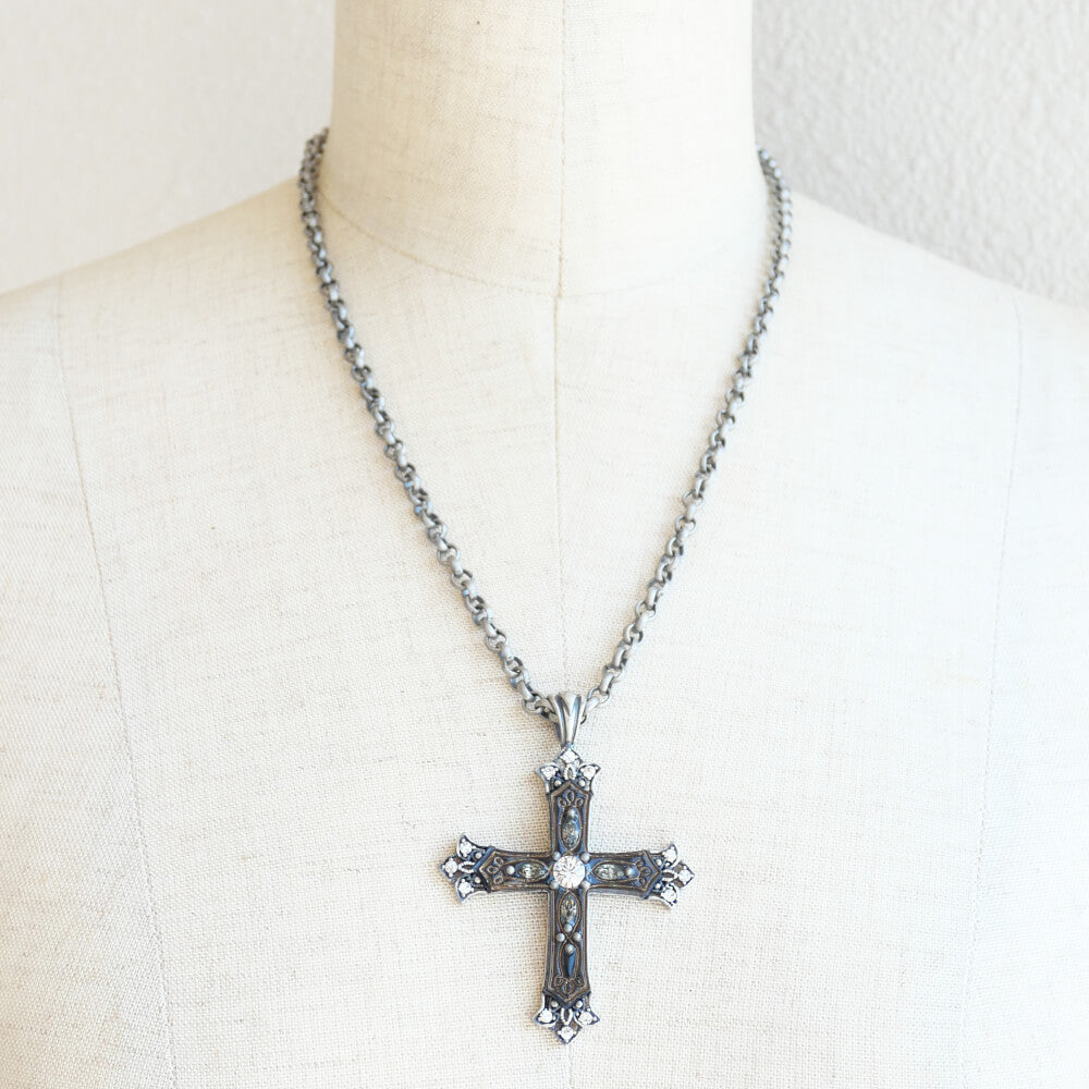 アンティークシルバー ゴシック クロス 2WAY ネックレス