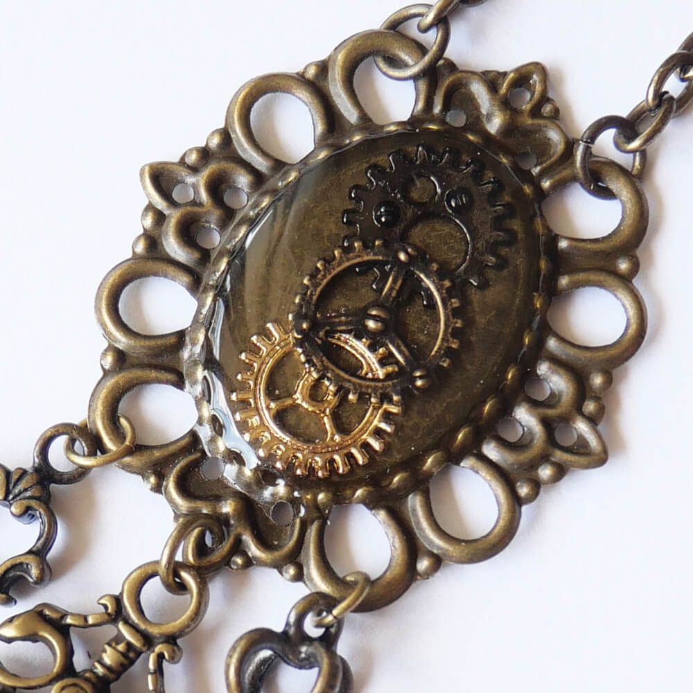【steampunk】歯車スチームパンク　鍵ネックレス
