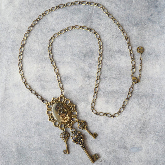 【steampunk】歯車 スチームパンク 鍵 ネックレス