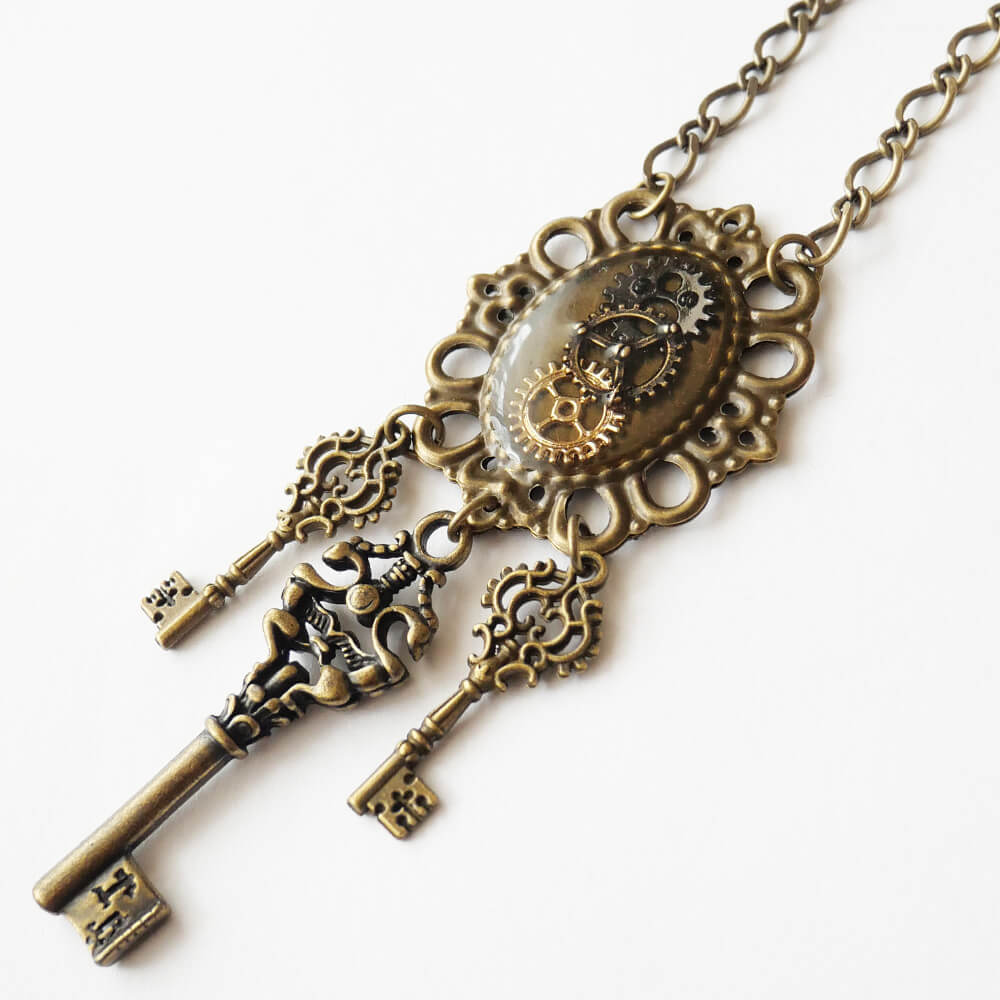 【steampunk】歯車 スチームパンク 鍵 ネックレス