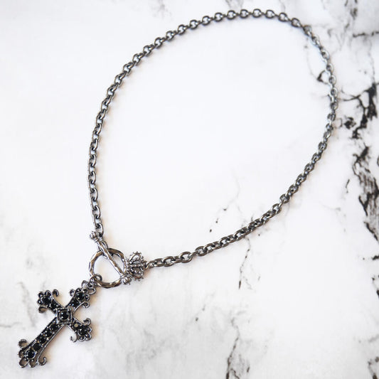 Necklace Crown Cross Double Charm Chain