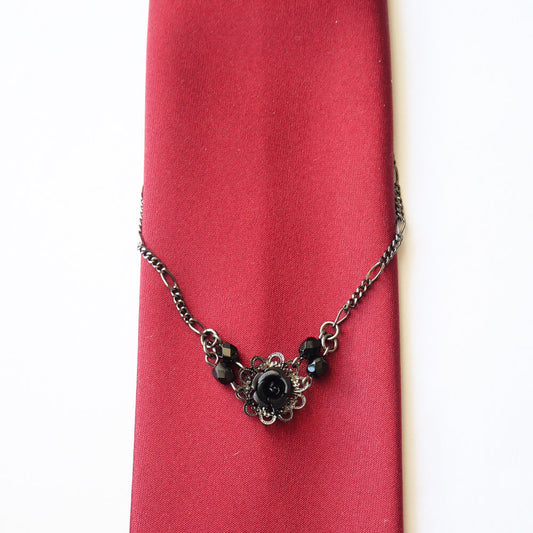 ネクタイチェーン タイピン 黒薔薇 ゴシック メンズ アクセサリー ゴスロリ