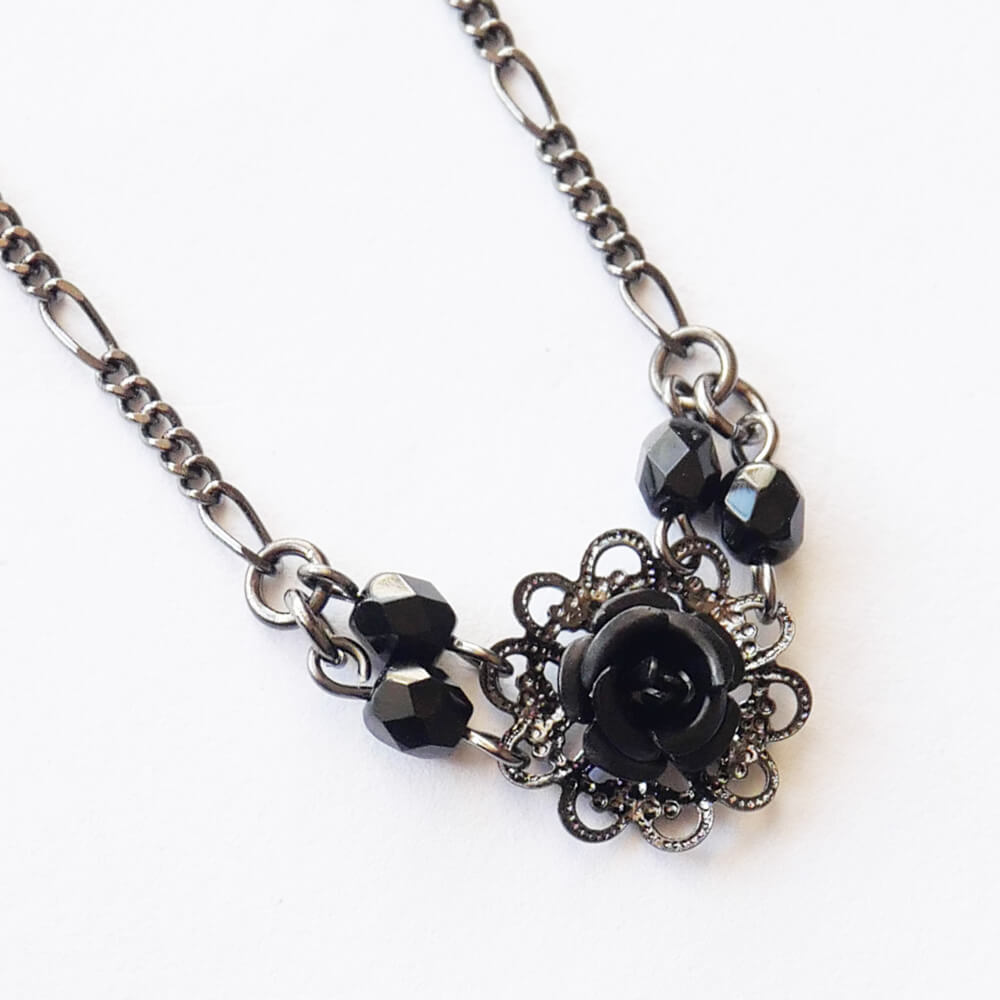 ネクタイチェーン タイピン 黒薔薇 ゴシック メンズ アクセサリー ゴスロリ