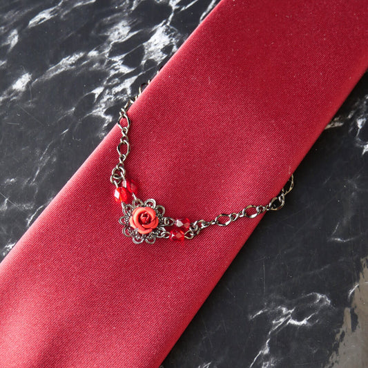 ネクタイチェーン タイピン 赤薔薇 ゴシック メンズ アクセサリー ゴスロリ
