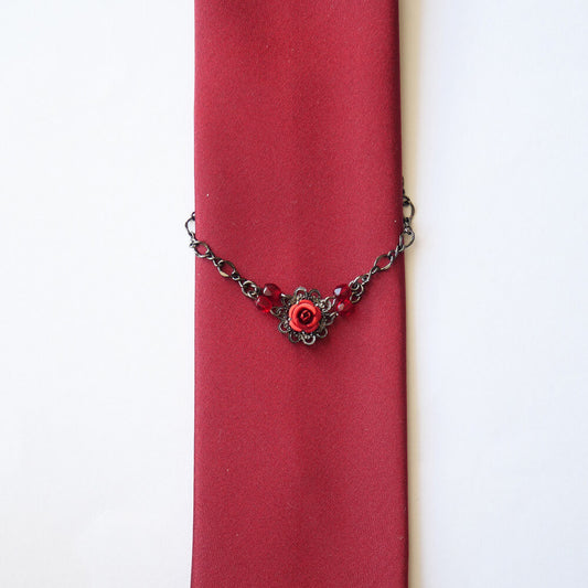 ネクタイチェーン タイピン 赤薔薇 ゴシック メンズ アクセサリー ゴスロリ