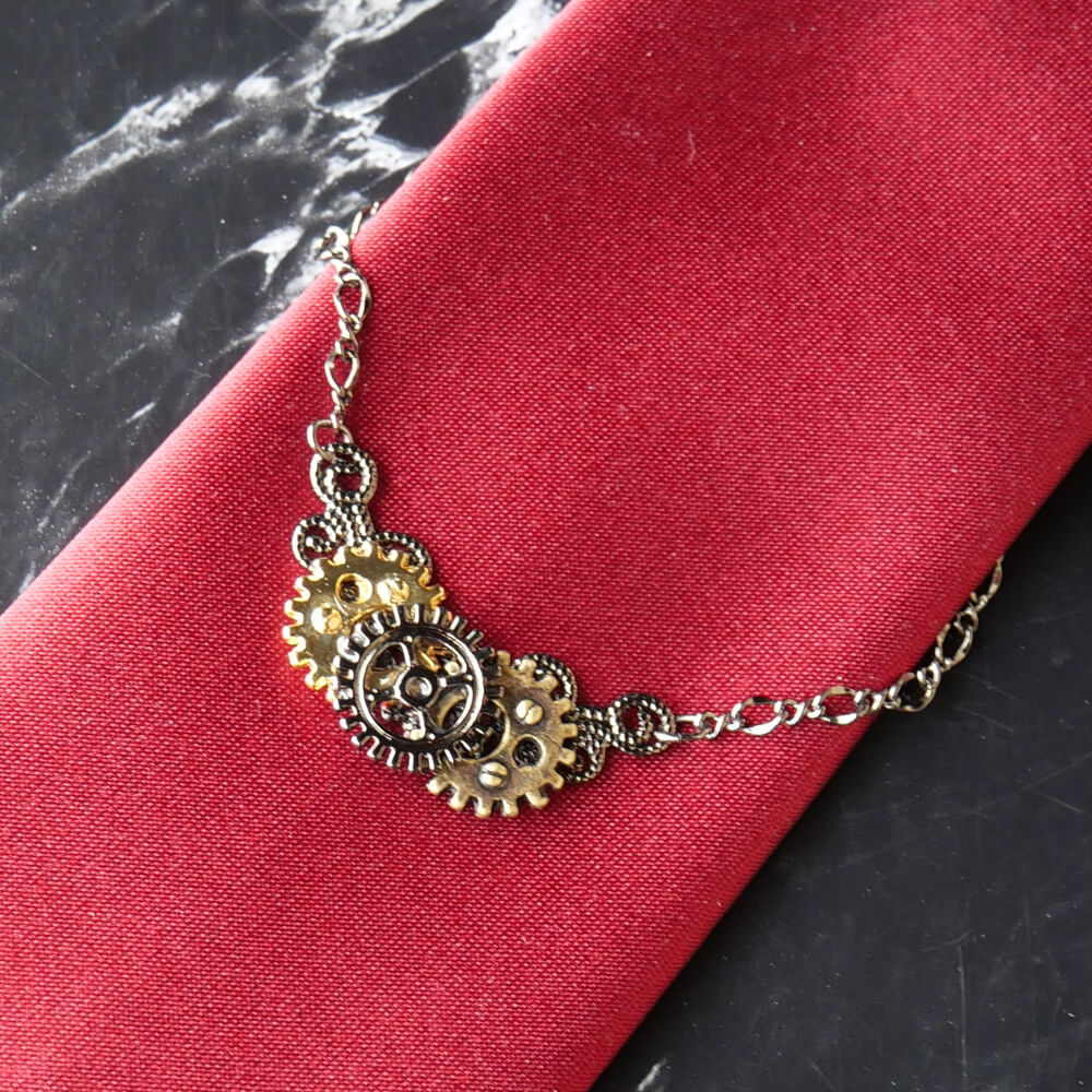 スチームパンク ネクタイチェーン 歯車 ギア メンズ ネクタイ アクセサリー
