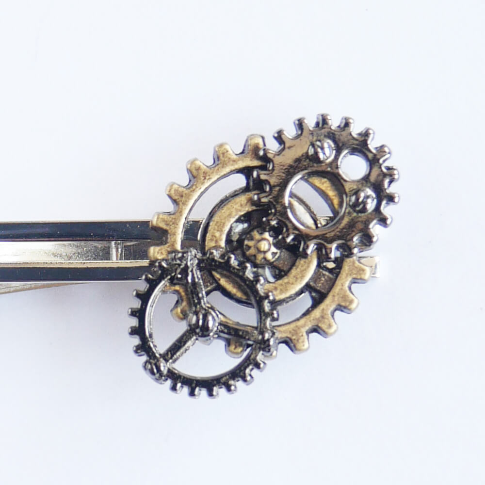 【steampunk】Steampunk Gear Tie Clip with Chain