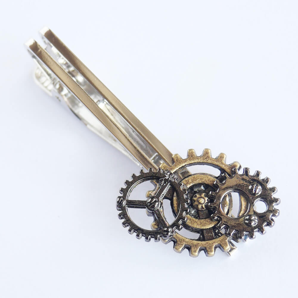 【steampunk】Steampunk Gear Tie Clip with Chain